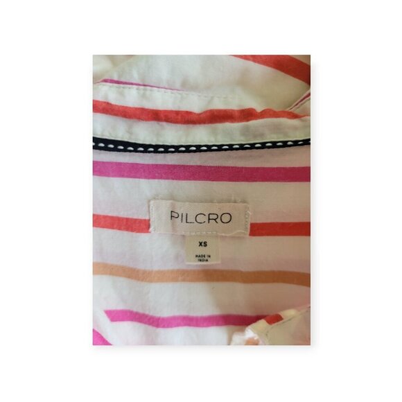 Anthropologie Pilcro red white pink oversized striped buttondown shirt size S - Picture 7 of 13